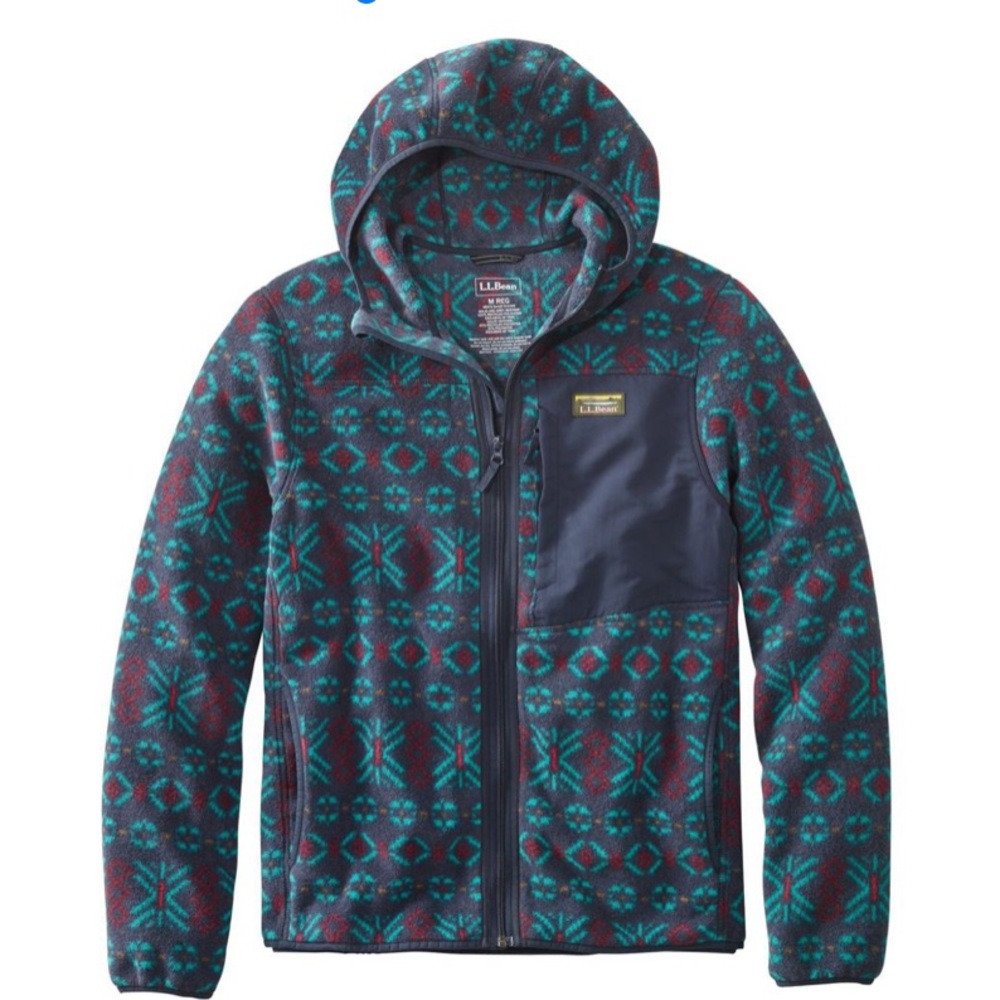 L.L. Bean - Men's Mountain Classic Fleece Hoodie - size small - vintage print